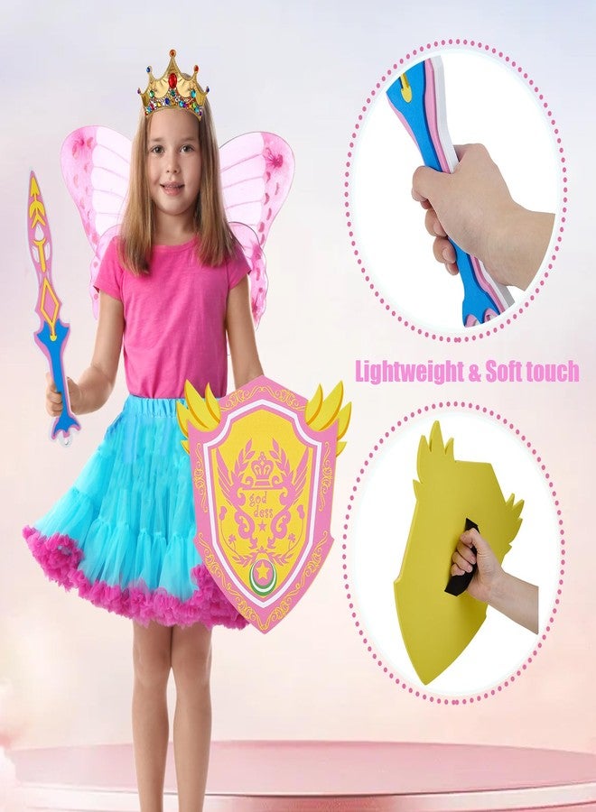 RICHNESS Play Sword and Shield for Girl 2sets Kids Sword Shield Pretend Toy Weapons for Party Dress Up and Role Costumes Pack of 2 … … - Image 3